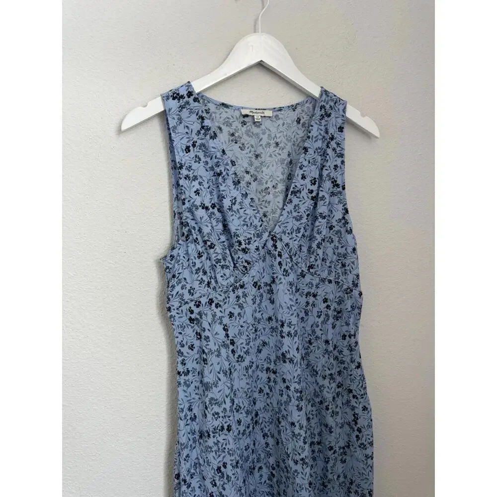 Madewell Light Blue Floral V-Neck Maxi Dress